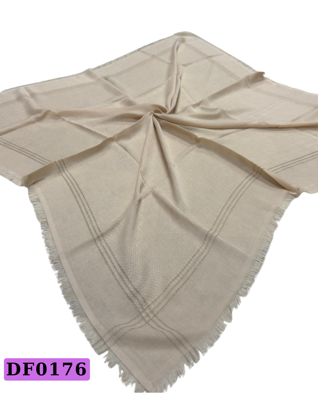 Düz Renk Şeritli Flamlı Eşarp-DF176